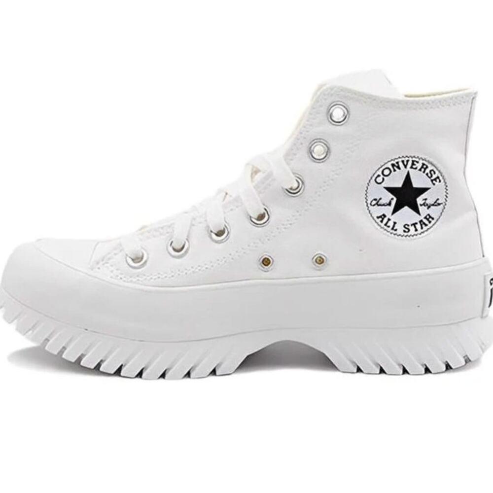 Converse Chuck Taylor All Star Canvas Lugged 2.0 High White Black Sneakers M6 W8